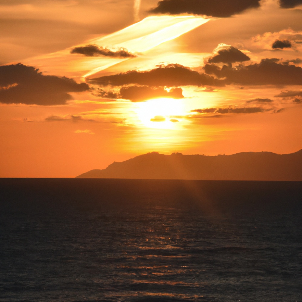 Coucher de soleil sur mer